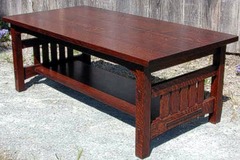 Coffee Table with Slats on each end and two Thru-Tenons on each leg.